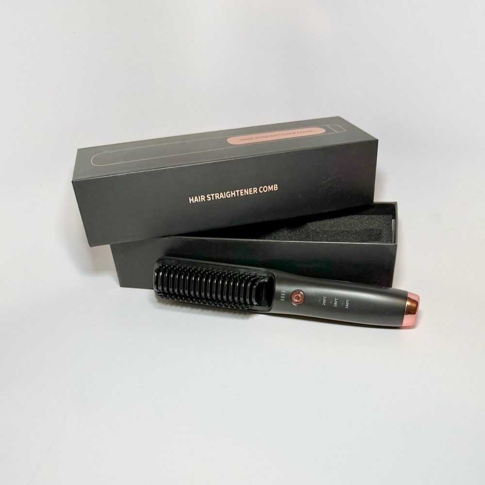Black and Rose Gold Hair Straightener Comb